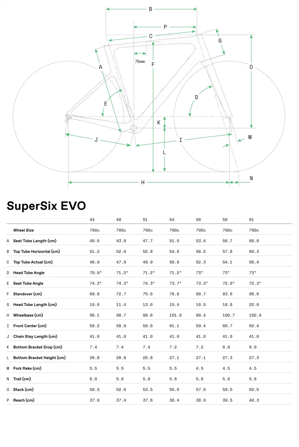 SuperSix EVO LAB71 - Geometrie