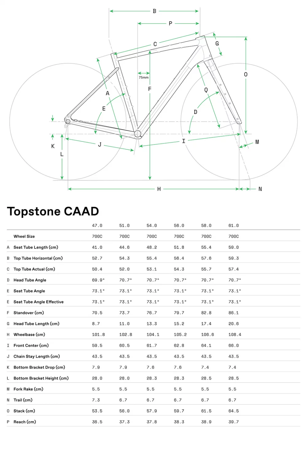 Topstone CAAD 1 GRX 2x - Geometrie